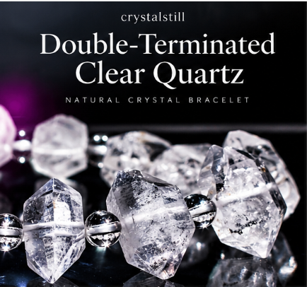 Natural Double-Terminated Clear Quartz Bracelet | Raw Crystal Bracelet