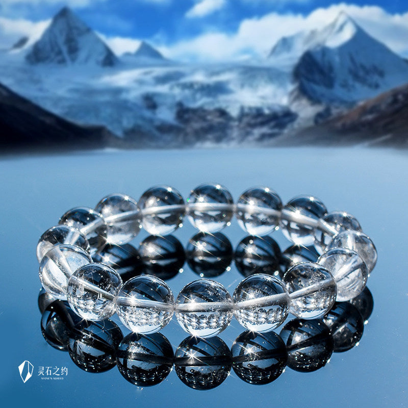 Himalayan White Quartz Bracelet — Genuine Ice-Clear Beads