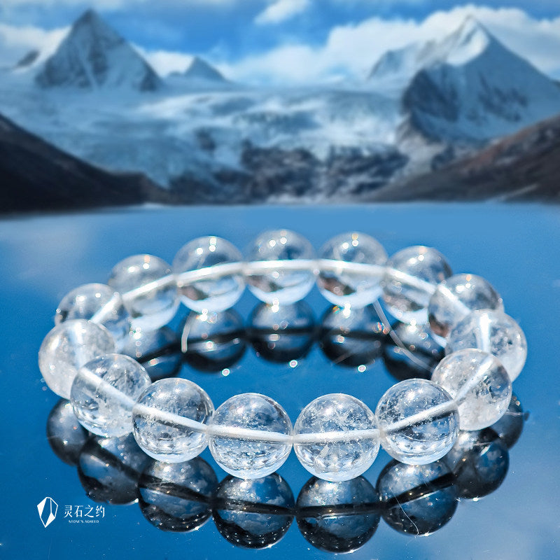 Himalayan White Quartz Bracelet — Genuine Ice-Clear Beads